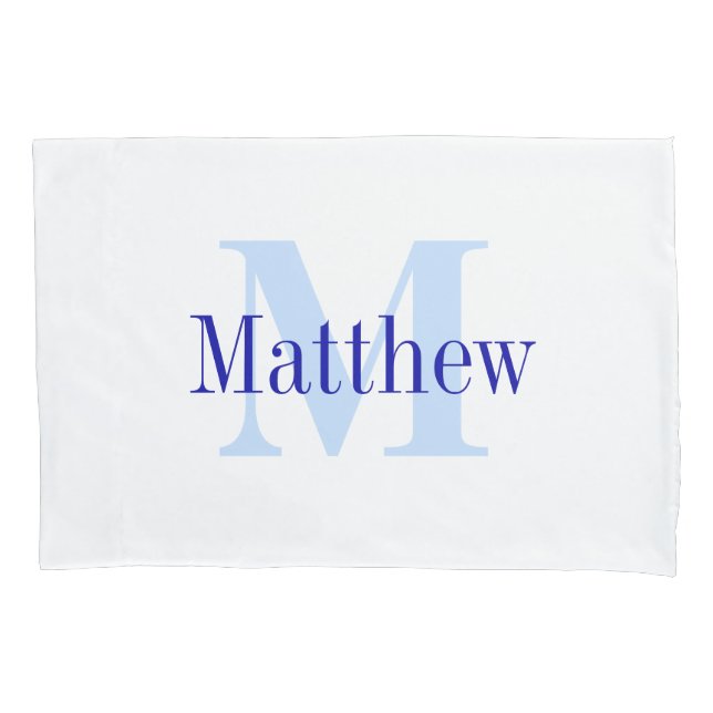 Blue Personalisiert Monogram Custom Pillow Case Kissenbezug (Vorderseite)