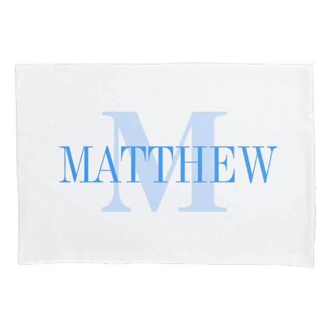 Blue Personalisiert Monogram Custom Pillow Case Kissenbezug (Vorderseite)