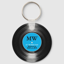 Blue Personalisiert Music Vinyl Record Schlüsselan