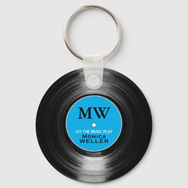 Blue Personalisiert Music Vinyl Record Schlüsselan Schlüsselanhänger (Vorderseite)