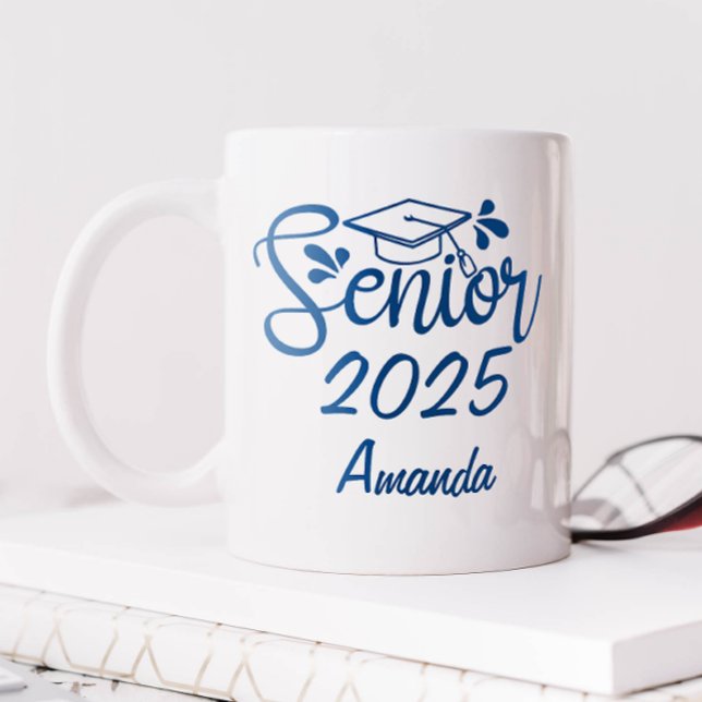 Blue Personalisiert Name Senior 2025 Kaffeetasse (Personalized Senior 2025 Mug)