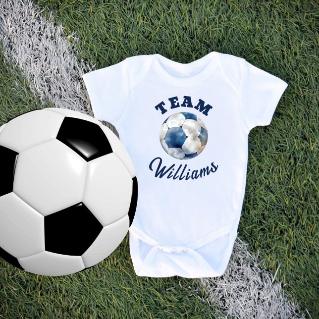 Blue Personalisiert Soccer Ball Boys Baby Bodysuit Strampler (Von Creator hochgeladen)
