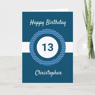 Blue Personalisiert Teenager 13. Geburtstag Karte