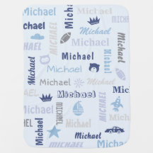 Blue personalize name baby Baby Blanket