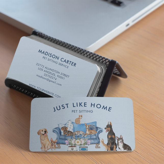 Blue Pet Sitting Service Business Card Visitenkarte (Von Creator hochgeladen)