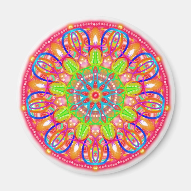 Blue Petal Blume Mandala Boho Magnet (Vorne)