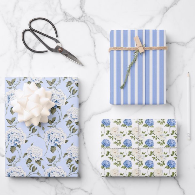 Blue Petal Symphony 3 Geschenkpapier Set (Vorderseite)