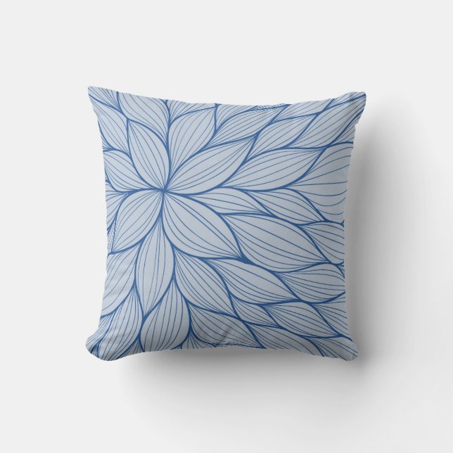 Blue Petal Watercolor Pillow Kissen (Vorderseite)