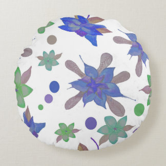 Blue Petals Rundes Kissen