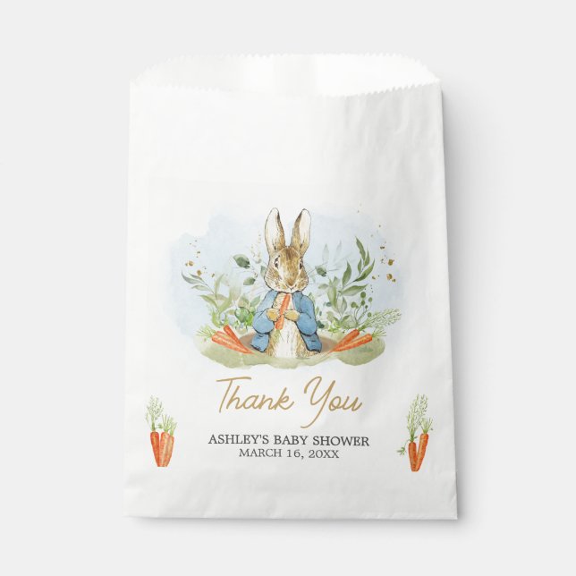 Blue Peter Rabbit Baby Dusche Geschenktütchen (Vorderseite)