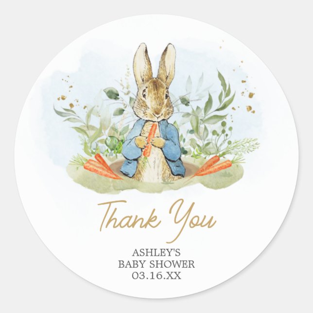 Blue Peter Rabbit Baby Dusche Runder Aufkleber (Vorderseite)