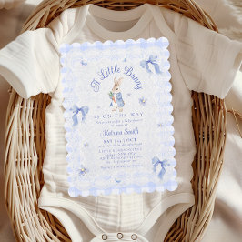 Blue Peter Rabbit Gingham lace Baby Shower Einladung