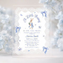 Blue Peter Rabbit Lace Baby Shower Acryleinladungen