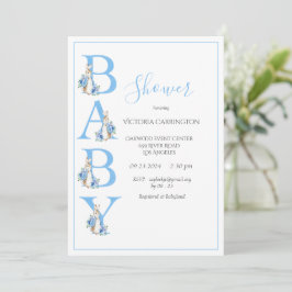 Blue Peter Rabbit Typografie Baby Shower Einladung