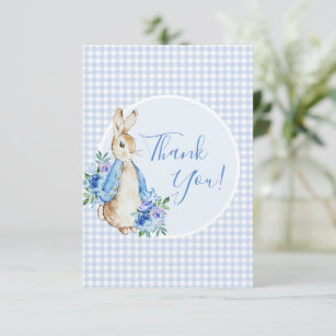 Blue Peter Rabbit Watercolor Babydusche Dankeskarte