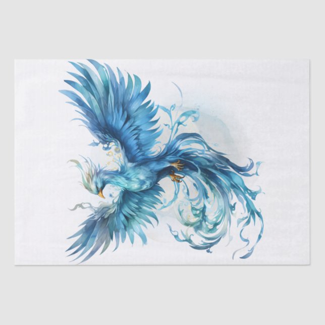 Blue Phoenix Bird Mythology Seidenpapier (Vorderseite)