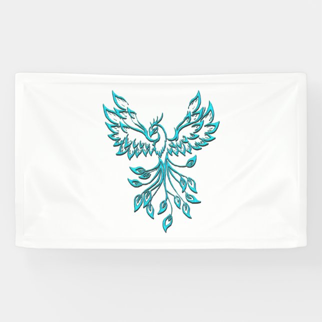 Blue Phoenix Erhöhungen auf Weiß Banner (Horizontal)