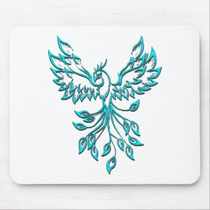 Blue Phoenix Erhöhungen auf Weiß Mousepad