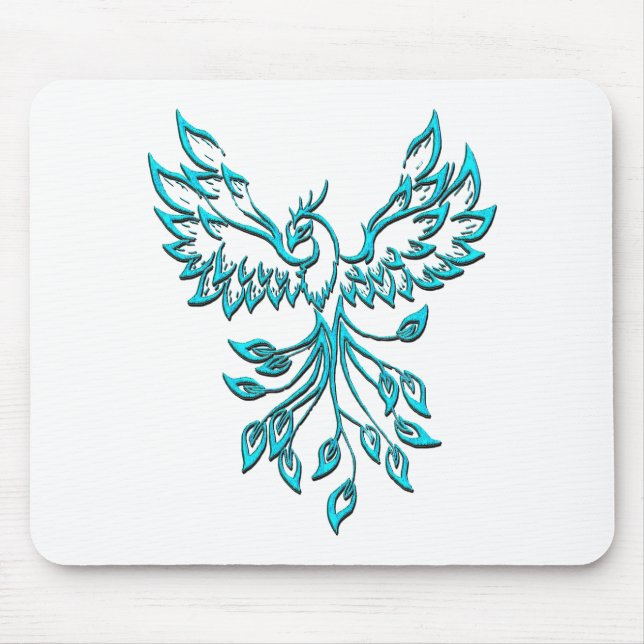 Blue Phoenix Erhöhungen auf Weiß Mousepad (Vorne)