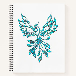 Blue Phoenix Erhöhungen auf Weiß Notizbuch