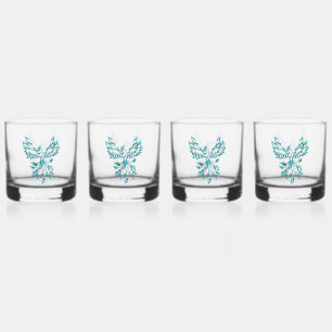 Blue Phoenix Erhöhungen auf Weiß Whiskyglas