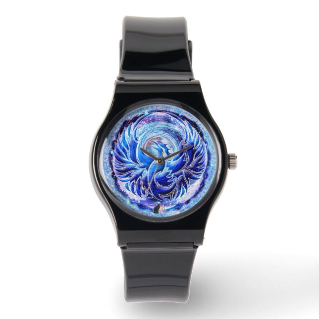 Blue Phoenix Silicone Armbanduhr (Vorderseite)