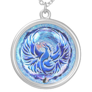 Blue Phoenix Silver Plättete Nekklace Versilberte Kette