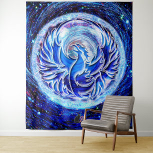 Blue Phoenix Wandteppich