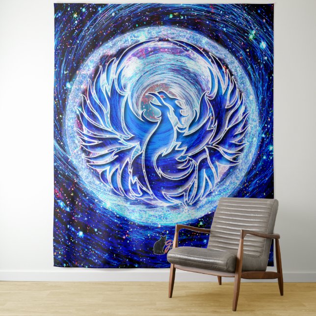 Blue Phoenix Wandteppich (Beispiel)