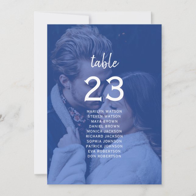 Blue Photo Wedding Seating Chart (Vorderseite)