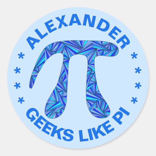 Blue Pi Symbol Math Geek Erwachsene N Kinder farbe Runder Aufkleber (Vorderseite)