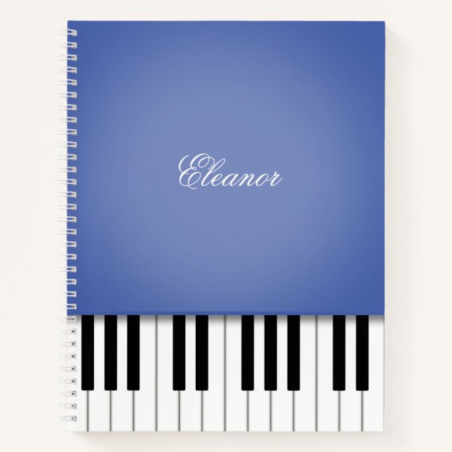 Blue Piano Music Keyboard Custom Notizbuch (Vorderseite)