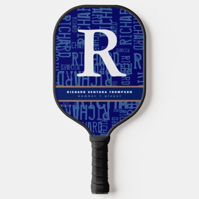 Blue Pickleball Paddle with name of the Player (Vorderseite)