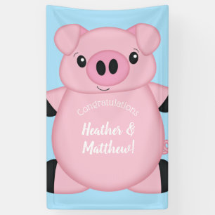 Blue Pig Baby Dusche Banner