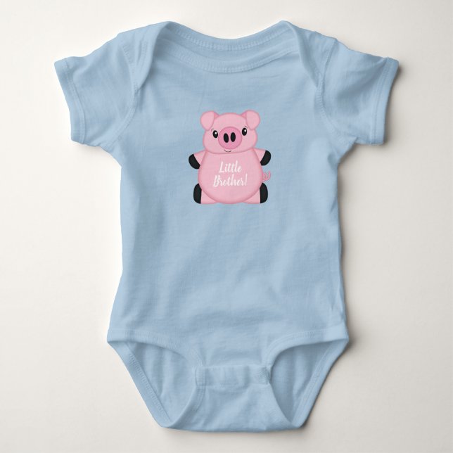 Blue Pig Baby Dusche Strampler (Vorderseite)
