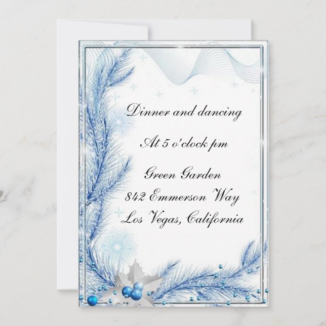 Blue Pine Winter Weihnachten Hochzeitskarte Einladung (Vorderseite)