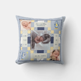 Blue Pinguin Quilt Baby Birth Stats Personalisiert Kissen