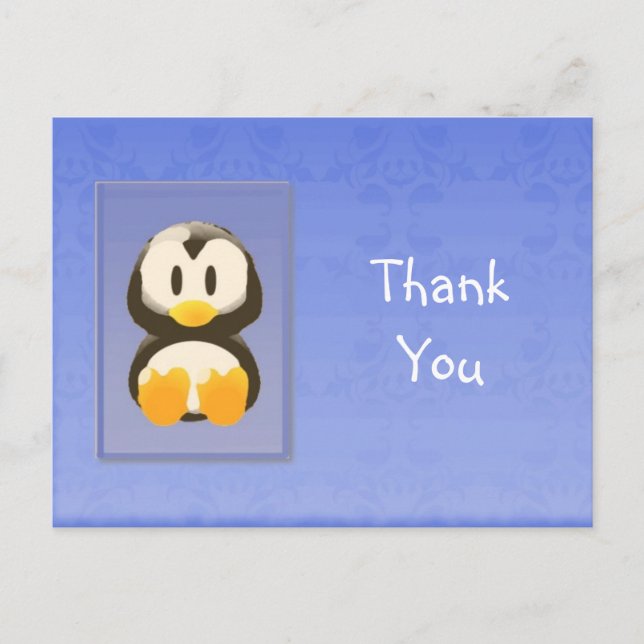 Blue Pinguin Vielen Dank Postcard Postkarte (Vorderseite)