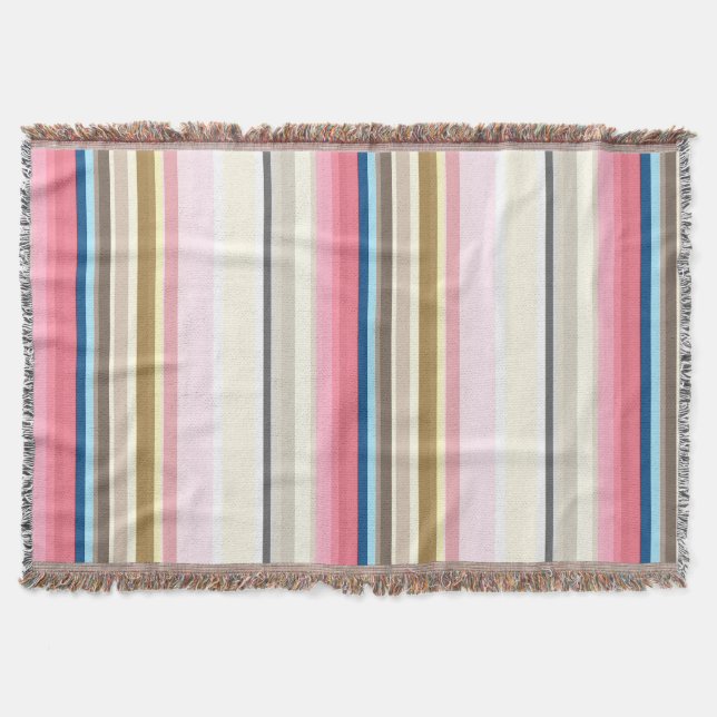 Blue, pink, almond and coffee stripes decke (Vorderseite)