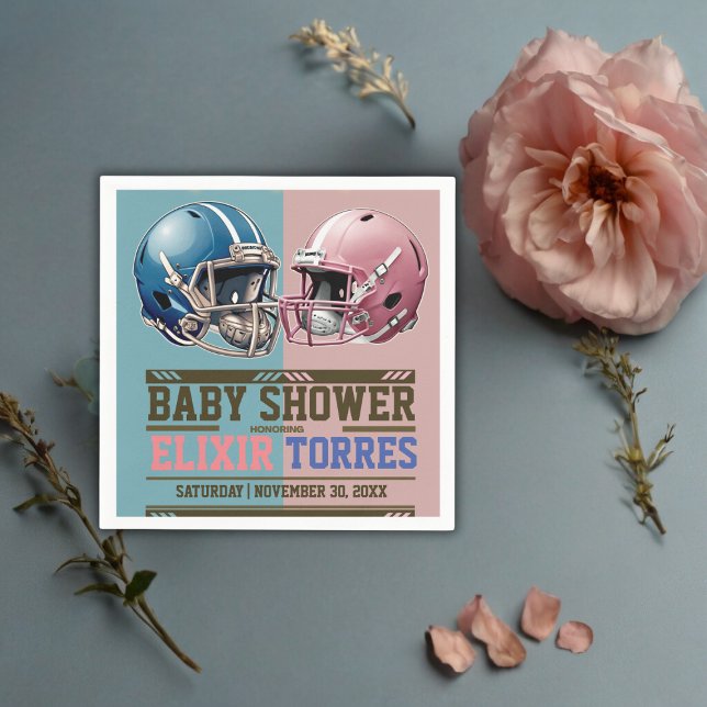 Blue & Pink American Football Helmet Baby Dusche Serviette (Von Creator hochgeladen)