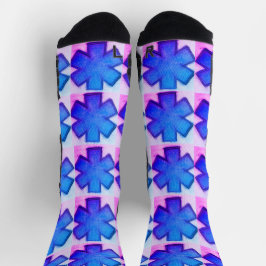 Blue Pink and white "Star of Life" Ems Socks Socken