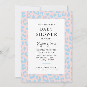 Blue Pink Animal Print Gender Reveal Baby Shower Einladung