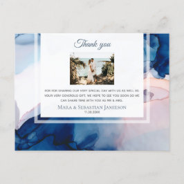 ~ Blue Pink AR17 - Elegante Hochzeit Vielen Dank Postkarte