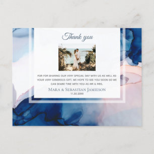 ~ Blue Pink AR17 - Elegante Hochzeit Vielen Dank Postkarte