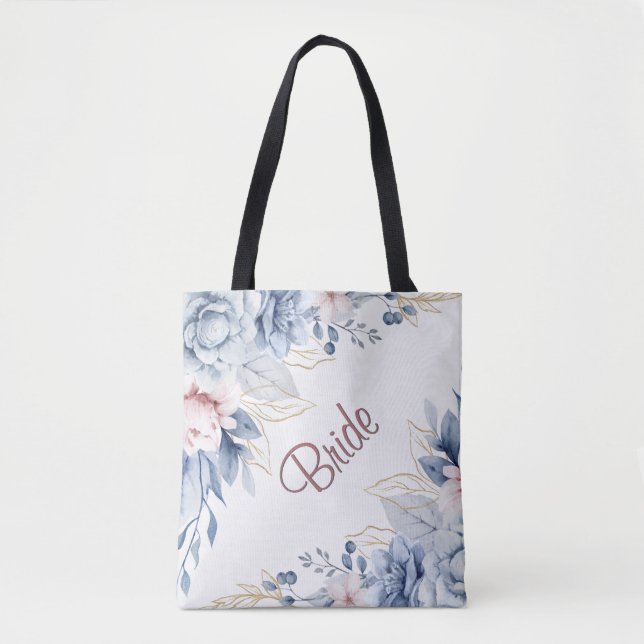 Blue & Pink auf White Wedding Elegance Tasche (Vorderseite)