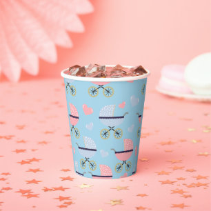 Blue/Pink Baby-Buggyen für Boy Paper Party Cups Pappbecher