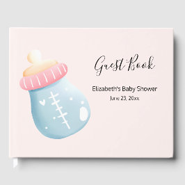 Blue & Pink Baby Flasche Niedlich Babydusche Gästebuch