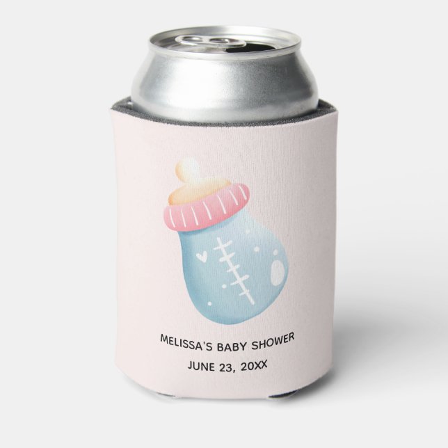 Blue & Pink Baby Flasche Niedlich Dosenkühler (Kanne Rückseite)