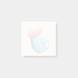 Blue & Pink Baby Flasche Niedlich Post-it Klebezettel