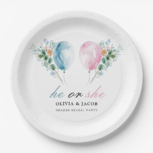Blue Pink Balloons Gender Reveal Party Pappteller